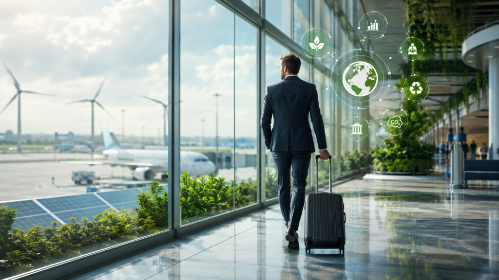 Hombre de negocios viajando al aeropuerto.